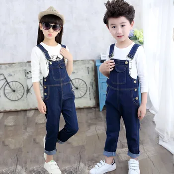 

Kids Denim Overalls for Teenagers 4-13 years Spring Denim Dungarees Girls Pocket Jumpsuit Children Boys Pants Children's Jeans