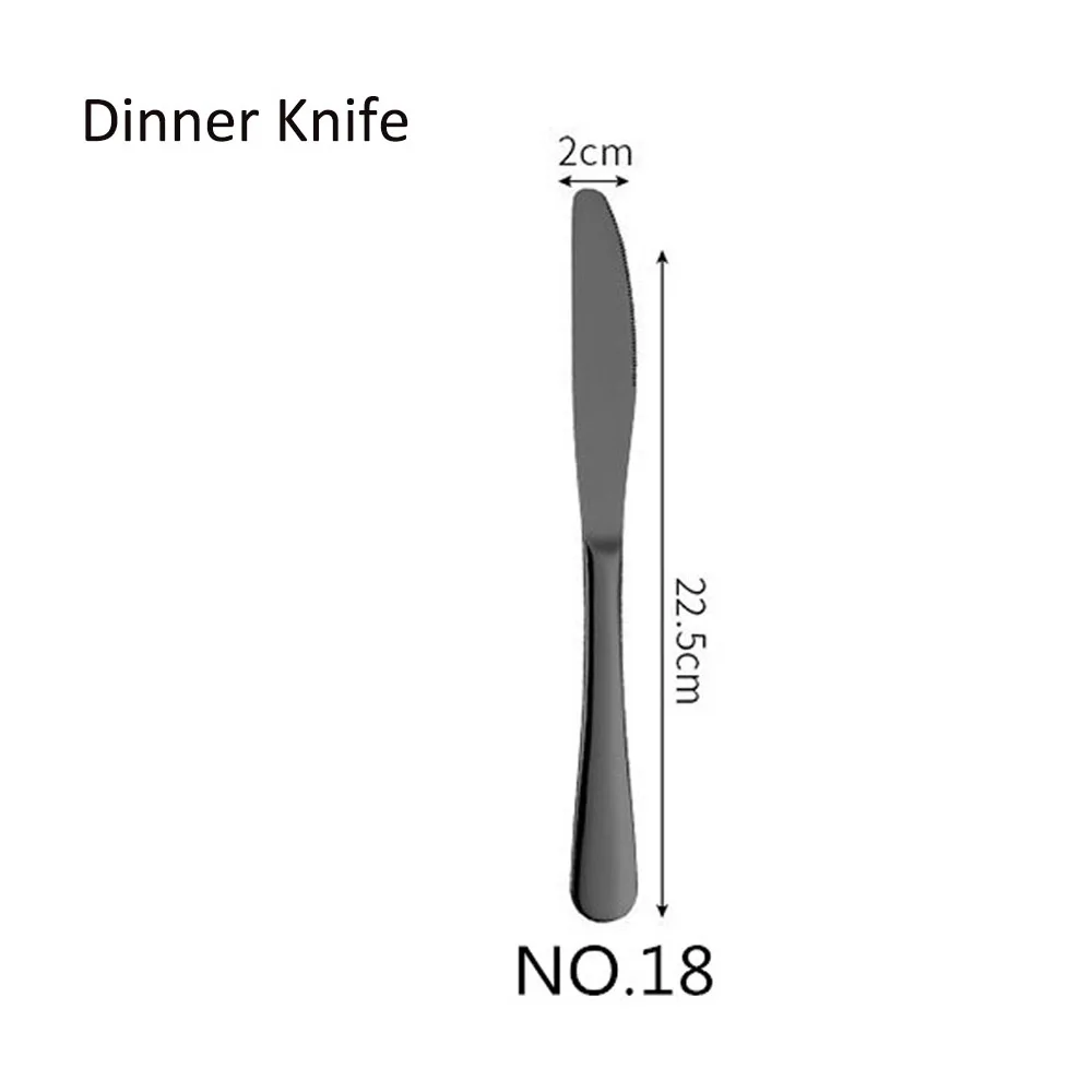 NO.18 Dinner Knife Набор посуды 304 нержавеющая сталь черный набор столовых приборов столовые приборы сервировочный нож для рыбы торт салат вилка сахарная ложка набор серебряных изделий 1 шт - Цвет: NO.18 Dinner Knife
