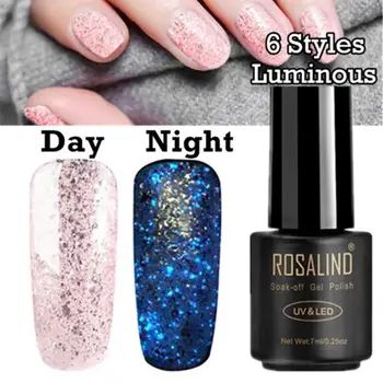 

1PC ROSALIND 7ml Nail Polish Glue Color Change Soaked Radiance Starry Rose Gold Nail Art LED Gel Poland Luminous TSLM1