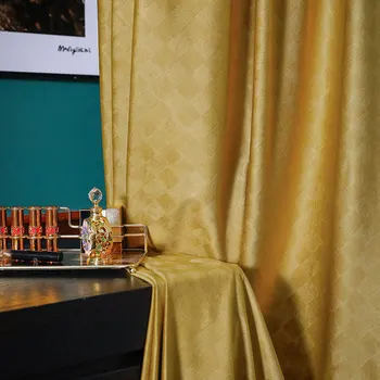 

American-style Curtains for Living Dining Room Bedroom Luxury Velvet Fabric Solid Color Blackout Curtain customizable