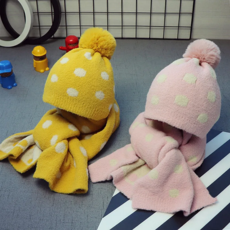 

Autumn And Winter Baby CHILDREN'S Hat 1 Girls Wool Cap Scarf Suit 2 BOY'S Plush Hat 5 Months-3-Year-Old Two Pieces
