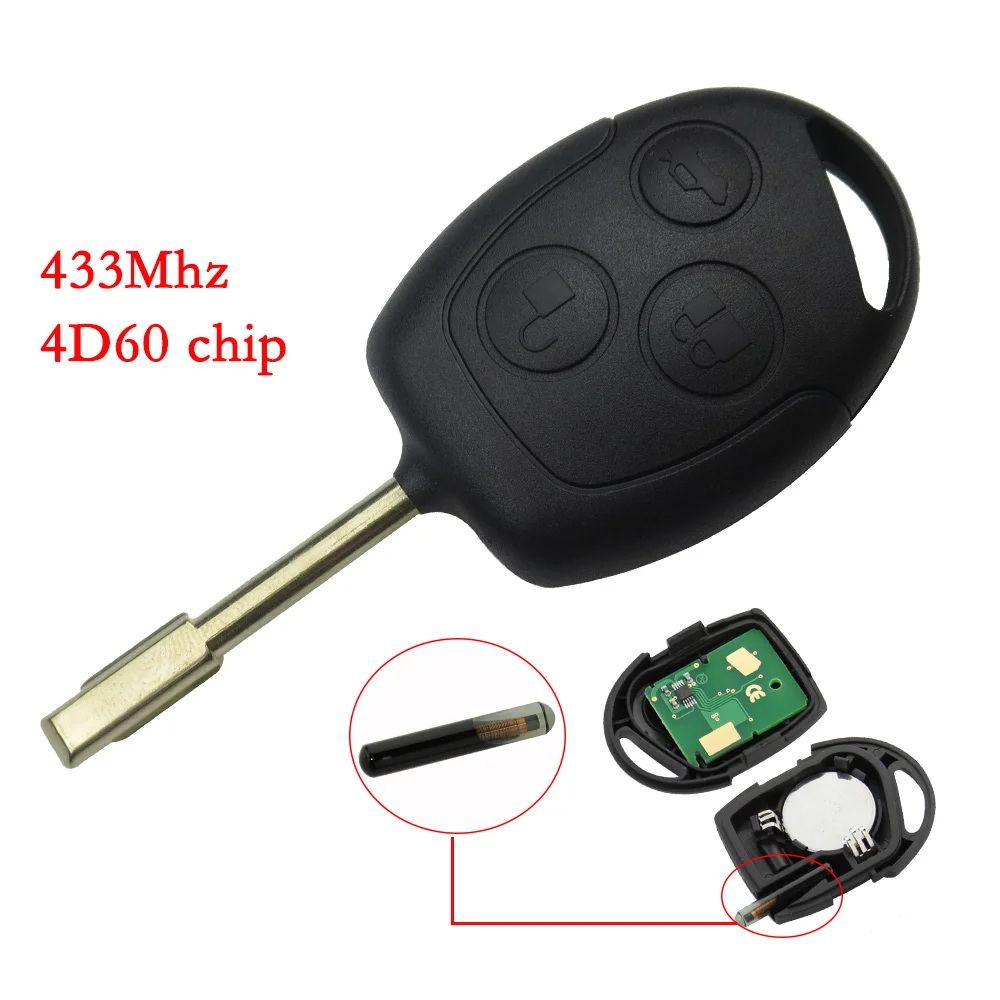 OkeyTech 3 кнопки авто Замена дистанционный брелок 433 МГц 4D60 чип для Ford Mondeo Focus Transit