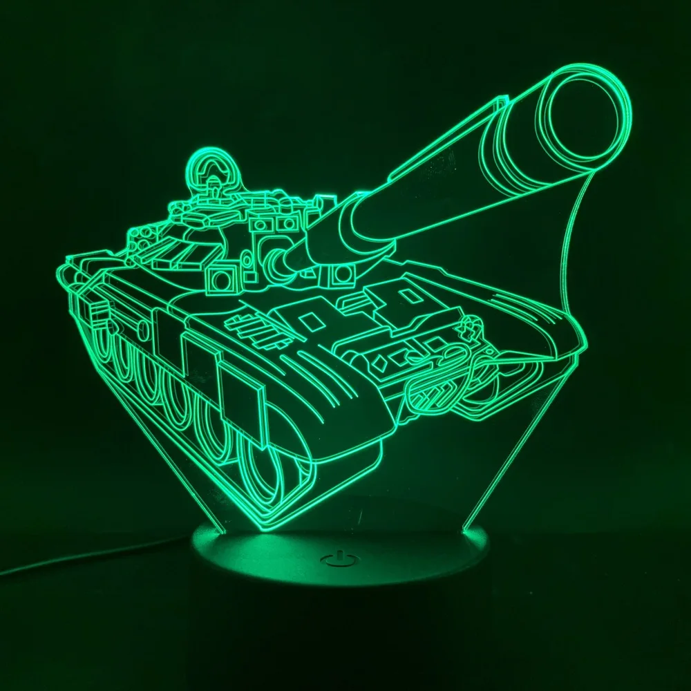 3D лампа cool tanks хороший подарок для мальчиков на батарейках изменение цвета с пультом дистанционного управления для украшения комнаты СВЕТОДИОДНЫЙ Ночник светильник