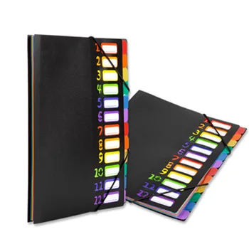 

A4 12 Pages File Folders Rainbow Document Holder Organizer with Slash Pockets PP Material Hogard