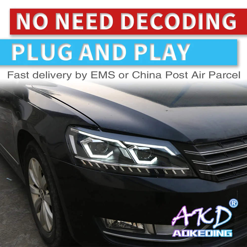 AKD тюнинг Автомобильная фара для Volkswagen Passat US verson 2011 светодиодные фары DRL ходовые