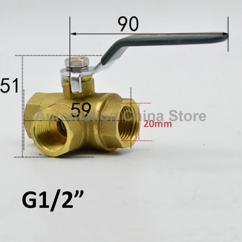 Женская латунная резьба DN15 DN20 DN25 трехходовой шаровой клапан L type 1/2 &quot3/4" 1 "