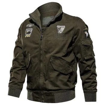

Brand Men's Military Jacket Autumn Spring Deigner Plus Size Cotton Stand Collar Fit Slim US Air Force Jacket Coat Men 4XL