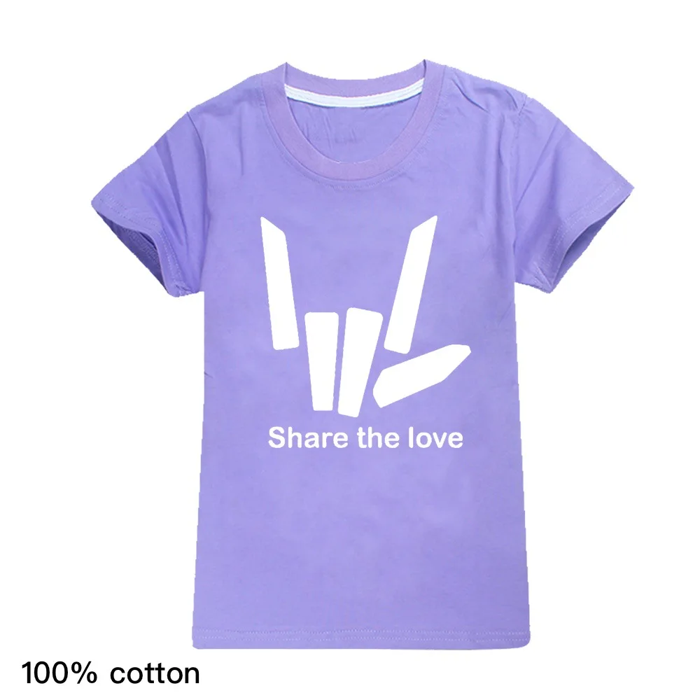 Модные футболки для мальчиков и девочек с надписью «Share The Love», футболка с короткими рукавами и круглым вырезом для мальчиков модные рубашки для девочек в уличном стиле, рубашки для малышей, топы - Цвет: purple