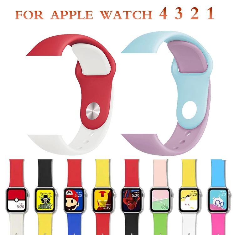 Резиновый ремешок для часов Apple Watch 4 3 2 1 полосы 38 мм 42 мягкий силиконовый
