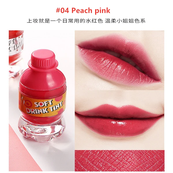 4-Peach pink 1 шт. в форме напитка фруктовая краска для губ Fizzy Soda губы постоянная стойкая Увлажняющая помада медовая губная помада блеск для губ - Цвет: 4-Peach pink