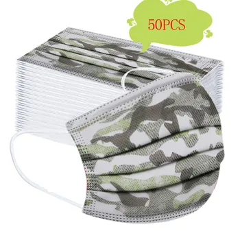 

50PCS Children's Mask Camouflage Print Disposable Face Mask 3Ply Ear Loop Face Cover face shield Masque maseczki ochronne