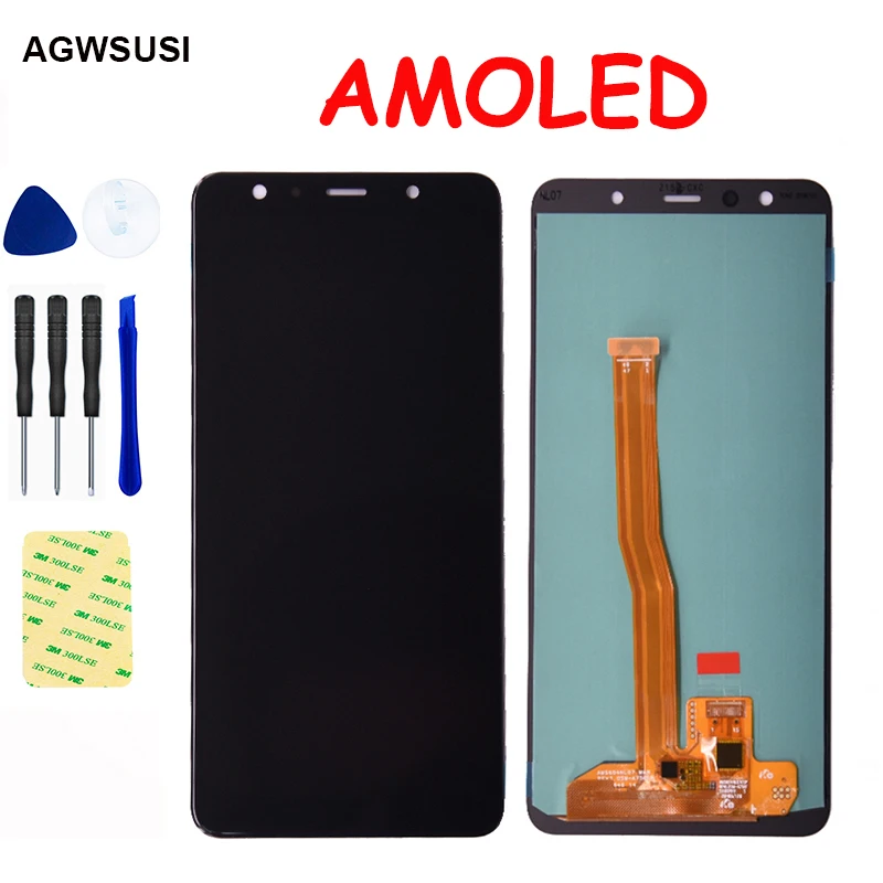 

ЖК-дисплей AMOLED для Samsung Galaxy A7 2018 A750 SM-A750F, ЖК-дисплей, экран, модуль, сенсорный экран, дигитайзер, датчик в сборе