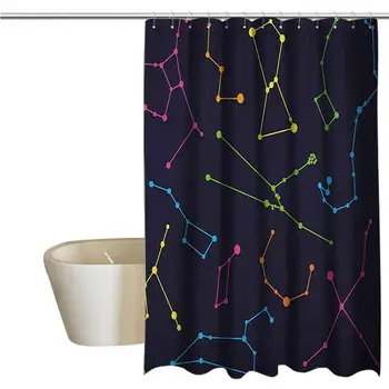 

Constellation Tropical Shower Curtain for Bathroom Colorful Astronomic Illustration Science Ursa Major Minor Polaris Celestial