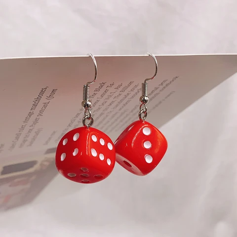 3D Dice Pendant   Drop Earrings for Girls Women Children Birthday Gift Lovely Jewelry