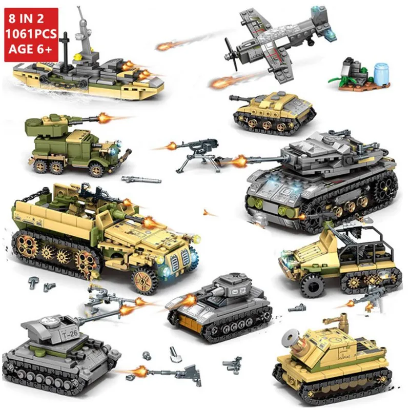 

1061Pcs Military Technic Iron Empire Tank Building Blocks Sets Weapon War Chariot Creator Army WW2 Soldiers LegoED Bricks Toys