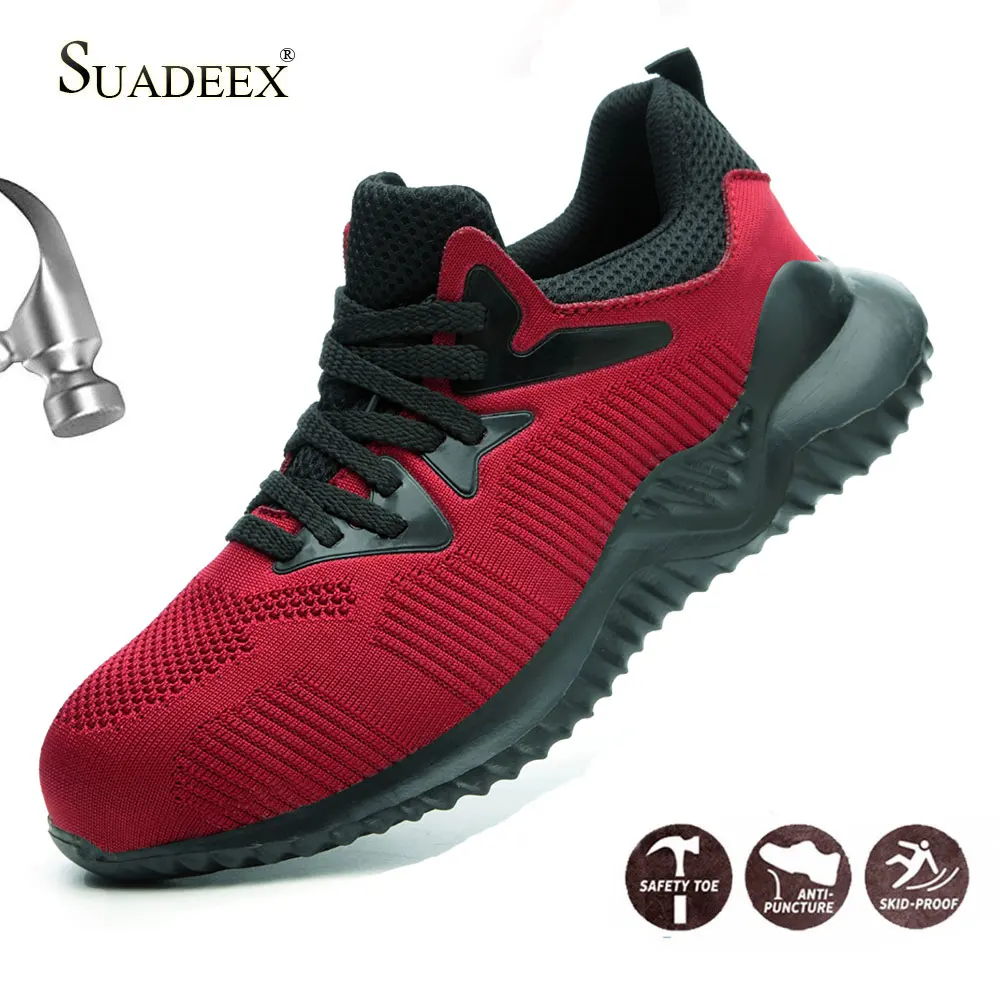 SUADEEX/защитная обувь; мужские кроссовки со стальным носком; дышащие уличные Нескользящие стальные прокольные строительные ботинки; Рабочая обувь