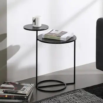 

Nordic Modern Minimalist Living Room Small Coffee Table Ins Iron Small Round Table Sofa Corner Corner Balcony Small Table