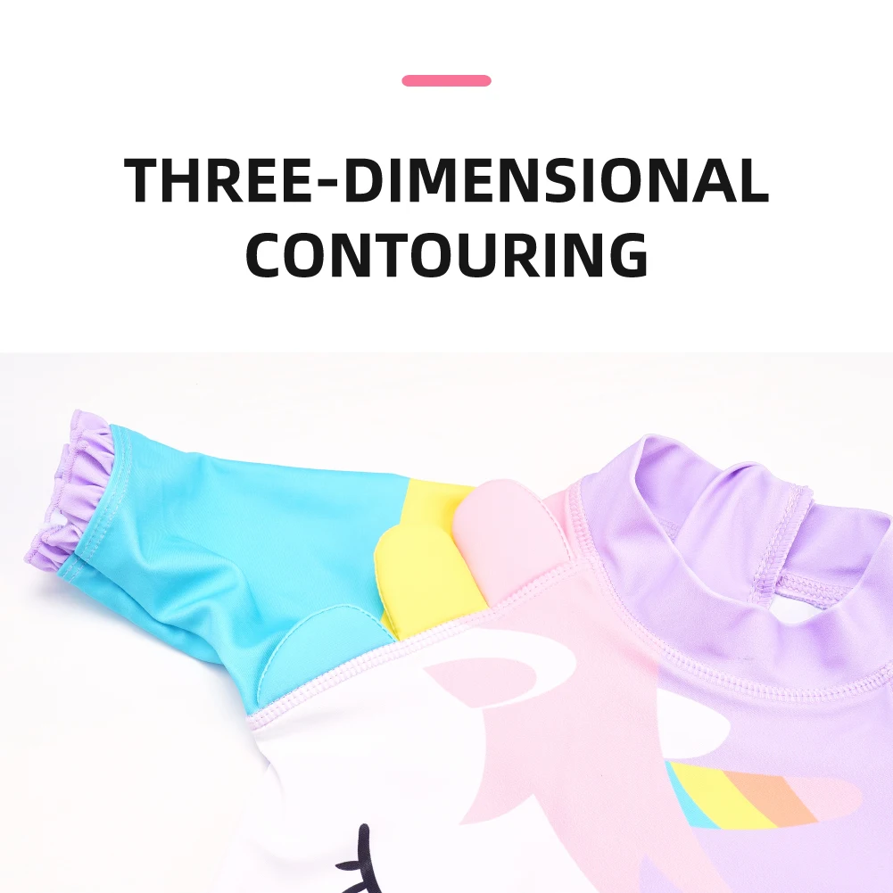 Happyflute New 7-24kg Boy&Girls' One-Piece Long Sleeve Pony Swimsuit Cute Baby Princess Swim Cloth For Summer 6