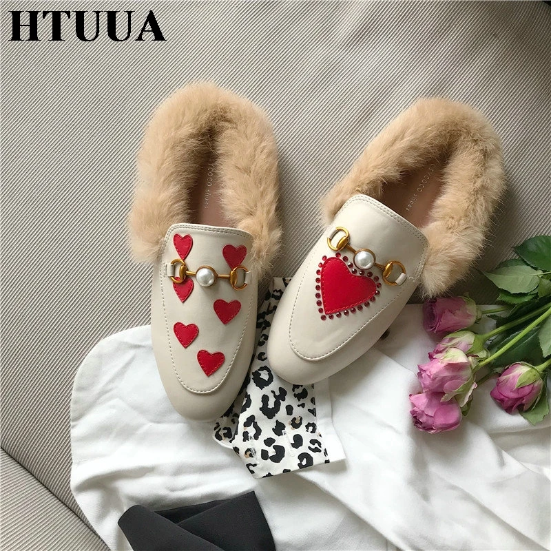 HTUUA/женские туфли без задника; сезон осень-зима; Роскошные Брендовые женские шлепанцы на плоской подошве с металлической пряжкой; Лоферы без застежки; S3354