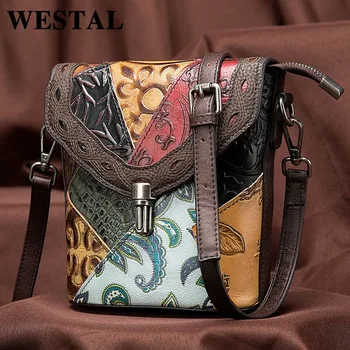 

National Style Fashion Women Leather Shoulder-Bag Shoulder Leisure over-the-Shoulder Bag 2020 Contrast Splicing Package