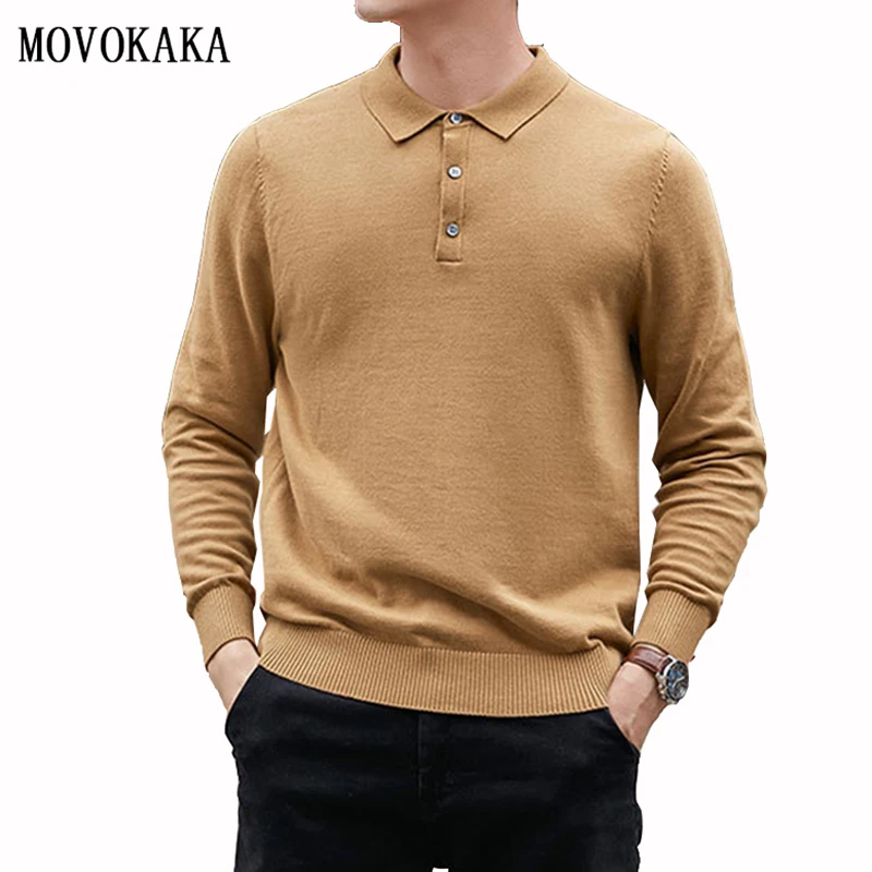 Negocio nuevo Polo hombres suéter de manga larga suéter hombres otoño tirar Sweater tejido para hombre Slim Fit Jersey suéter de algodón Hombre