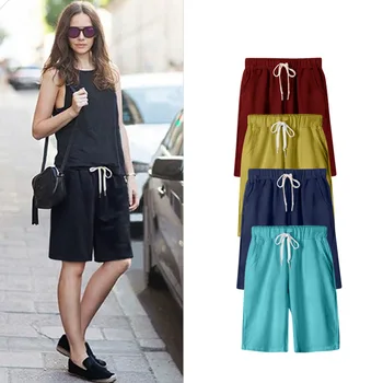 

Summer Female Five Pants Thin Outer Wear Pants Large Size Women Slacks Casual Pants Harem Half Pants Beach Wear 9600