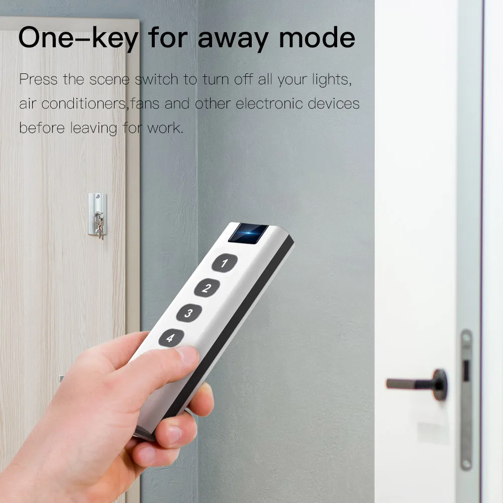 Moes Smart ZigBee Scene Switch 4 Gang Remote Hand-held Zigbee Hub Required No limit to Control for Smart Home Automation