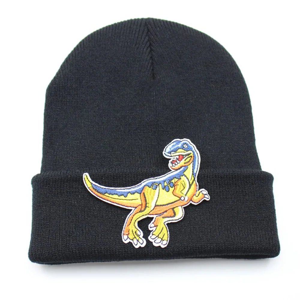 Для мужчин Для женщин вязаная шапка в виде динозавра Шапочка-бини с мультяшным рисунком «череп» Кепки рулетка манжета ретро унисекс в стиле "хип-хоп", эластичные теплые зимняя Лыжная шапочка шапка