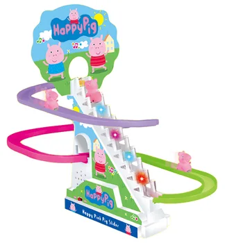 

Children Climb Stairs Toys Electric Music Track Toys with 3 Pigs Cartoon Climb Stairs Classic Track Toy for Kids Baby 27*25*14CM