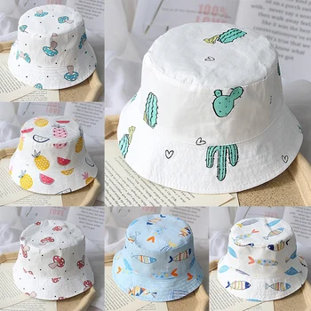 

Summer Baby Hat Print Cartoon Fuirt Fish Baby Girls Boys Bucket Hat Spring Children Kids Hats Infant Toddler Beach Sun Caps