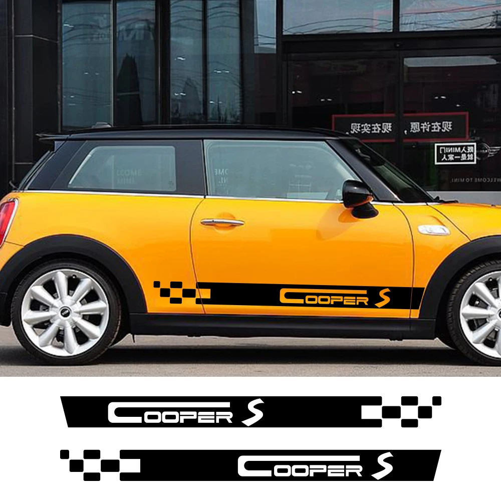 2 шт. автомобиль длинной стороне полосатые наклейки для Mini Cooper R56 R57 R58 R50 R52 R53 R59 R61 Countryman R60 F60 F55 F56 F54 аксессуары