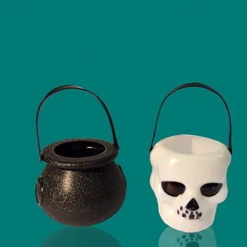 

Cute Witch Bucket Skull Barrels Children Snacks Candy Bag Trick Or Treat Props Halloween Party Favors Supplies