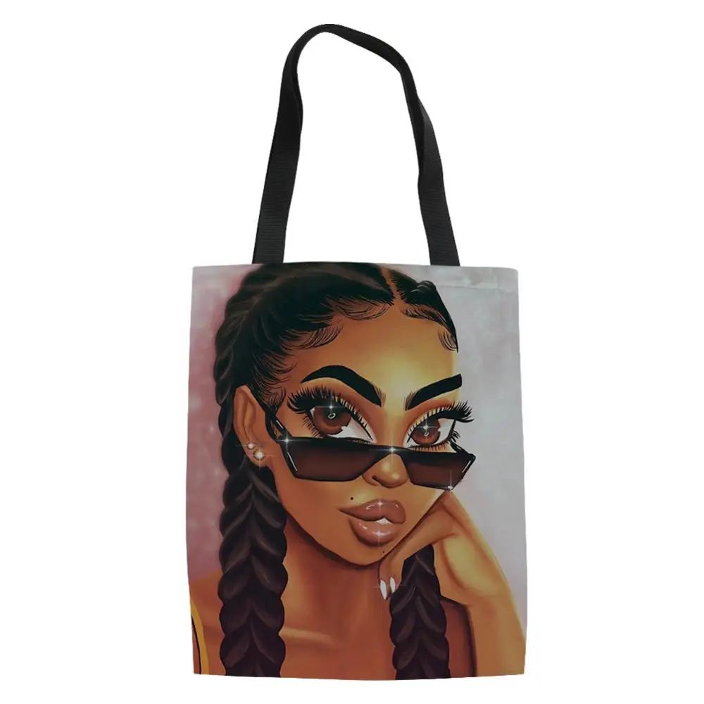 FORUDESIGNS/женские сумки для покупок для утилизации черного искусства, африканская Льняная сумка для девочек, женская пляжная сумка, женские сумки на плечо, Эко сумки - Цвет: YQ3715Z22