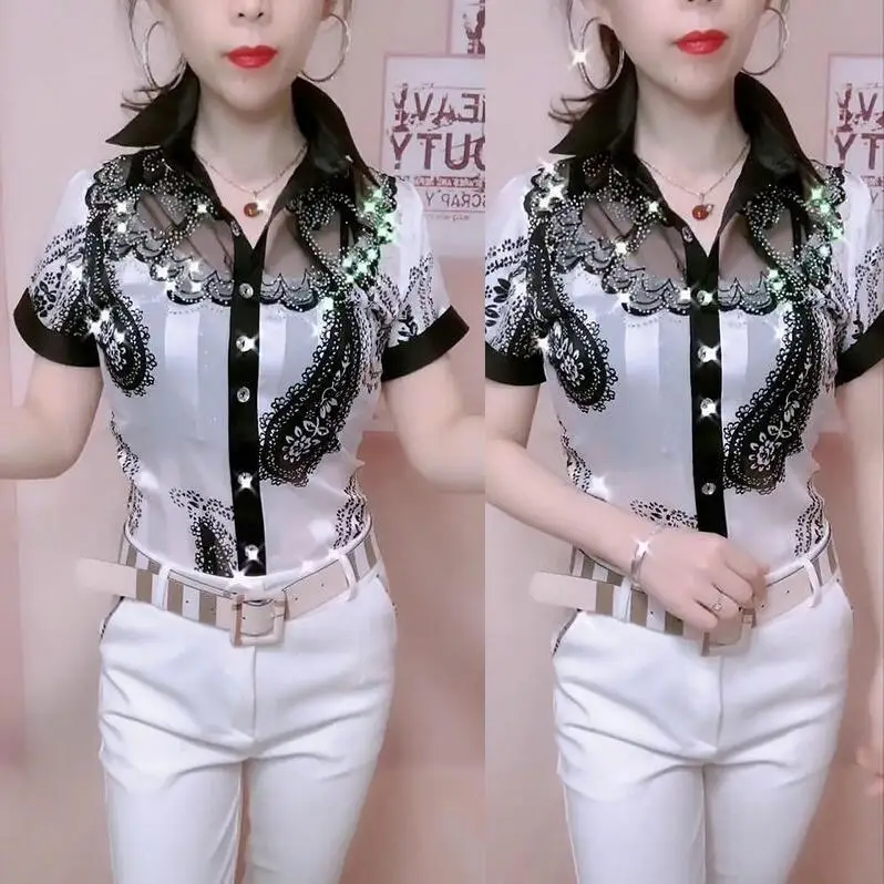 Long-sleeved Female Bottoming Shirts Women's Spring Autumn Foreign style Lace Stitching Ladies chiffon Shirt ins floral Top Coat - Image 4