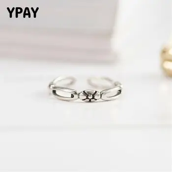 

YPAY Korea Style Tiny Flowers Open Rings for Women Genuine 925 Sterling Silver Adjustable Toe Ring Fine Wedding Jewelry YMR340