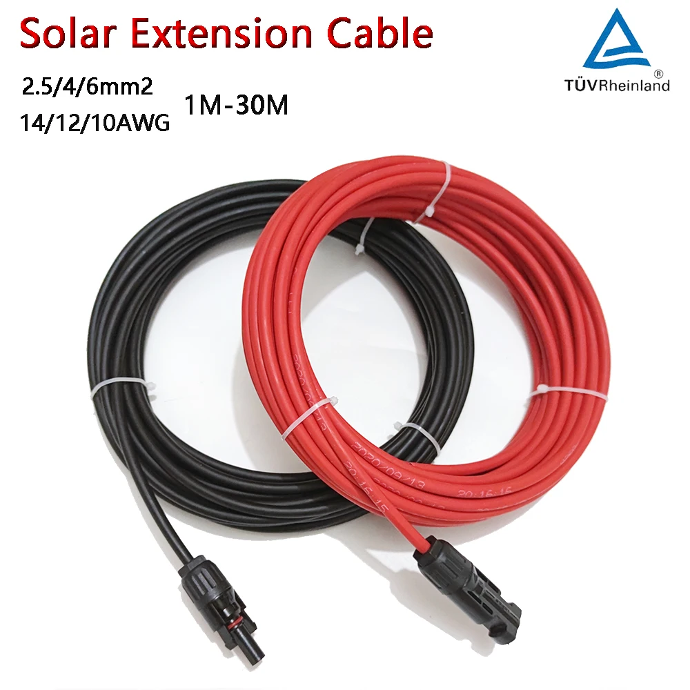 Удлинитель панели солнечной 6 мм2 4 2 5 10AWG 12awg 14AWG медный кабель TUV для подключения