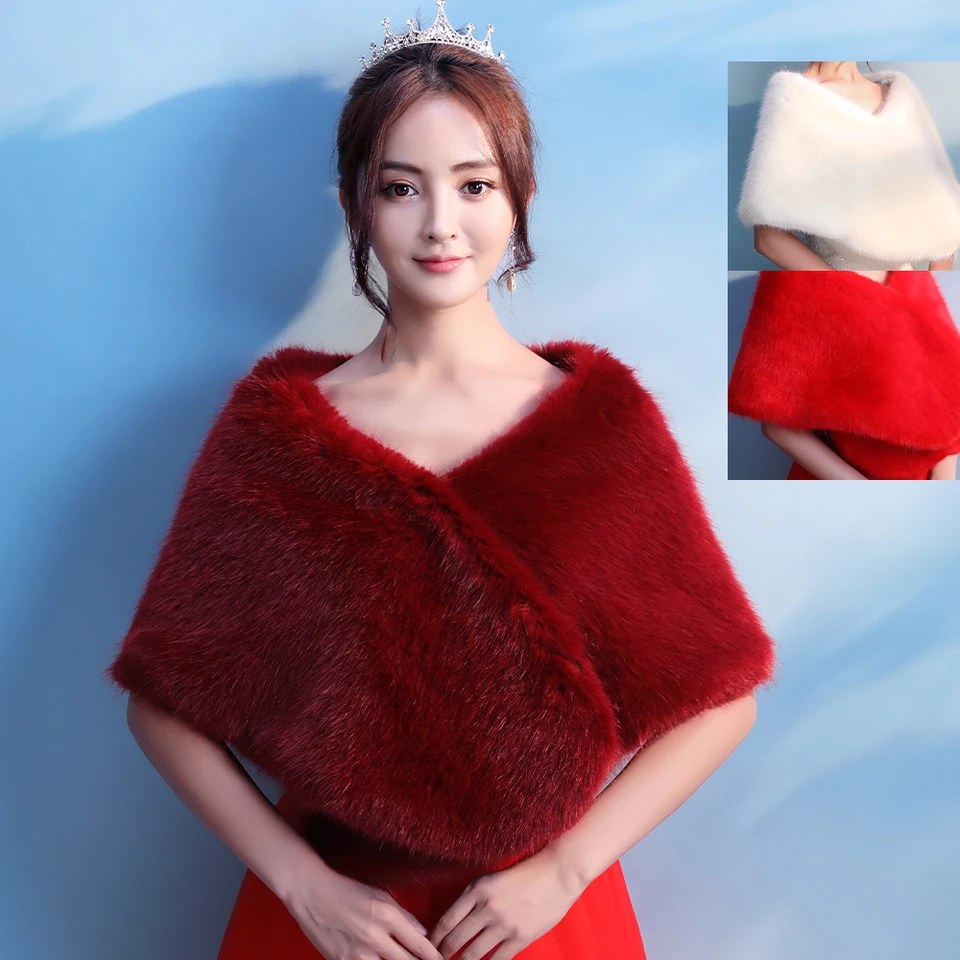 red fur shawl