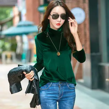 

New Tops Solid Color Casual Shirt Tees Female Long-Sleeved Slim T-Shirt Top Black
