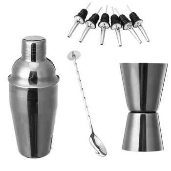 

9 pcs/set 550ml Cocktail Shaker Cocktail Making Tools Stainless Steel Clip Cup Swizzle Sticks Bartender Bars Tools