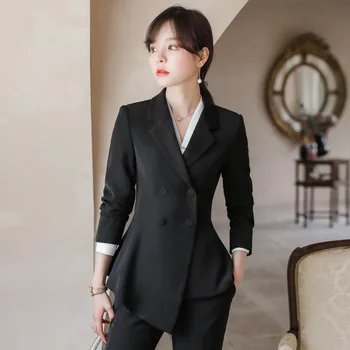 

2020 Female Formal Elegant Office Work Wear Uniform OL Ladies Trousers Blazers Jacket with Tops Pant Suits 2 Pieces Sets Clothes