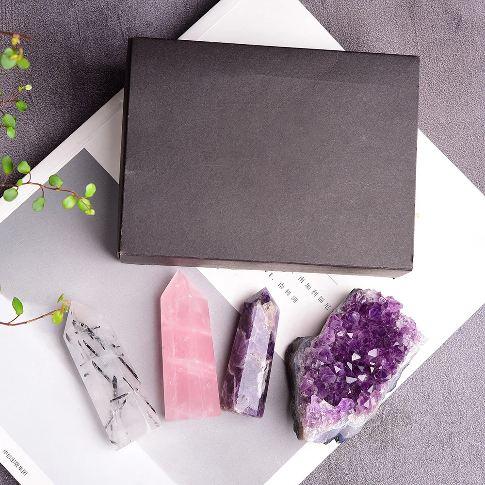 1set 100% Natural Crystal Point Mineral Ornament amethyst cluster Healing Wand Home Decoration Study Room Decoration DIY Gifts 1set 100% Natural Crystal Point Mineral Ornament amethyst cluster Healing Wand Home Decoration Study Room Decoration DIY Gifts