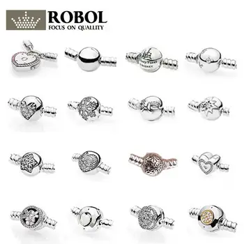 

RLLEN 01 925 Sterling Silver Classic Basic Bracelet Chain Head Round Heart Shape (Multiple Style Selection) DIY Bracelet Jewelr