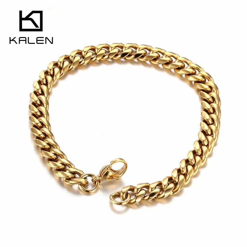 Итальянский Золотой цвет звенья цепи браслет Мода 316 нержавеющая сталь браслет с застежкой Лобстер мужские Дешевые Аксессуары подарок