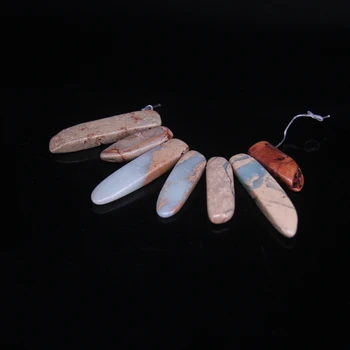 

7pcs/set Natural Snakeskin Stones Stick Graduated Necklace Pendants,Top Drilled Snakeskin Jaspers Slice Loose Beads Jewelry
