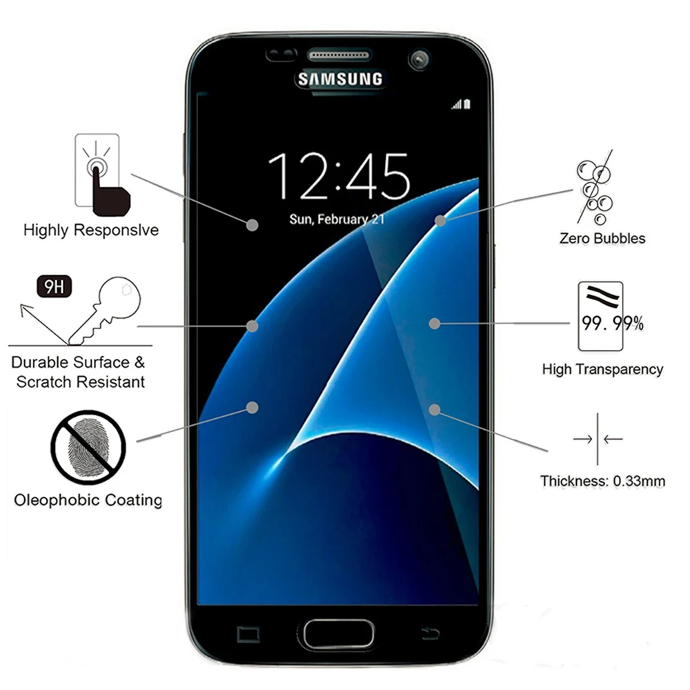 9H 0,3 мм черное закаленное защитное стекло для samsung Galaxy S7 A3 A5 A7 Защитная пленка для экрана на samsung J3 J5 J7