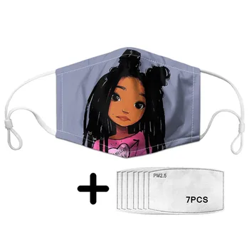 

2020 Hot Theme African Girls Pattern Face Masks with PM2.5 Filters Adults Women Dustproof Mouth Mask on Face Portable Polyester