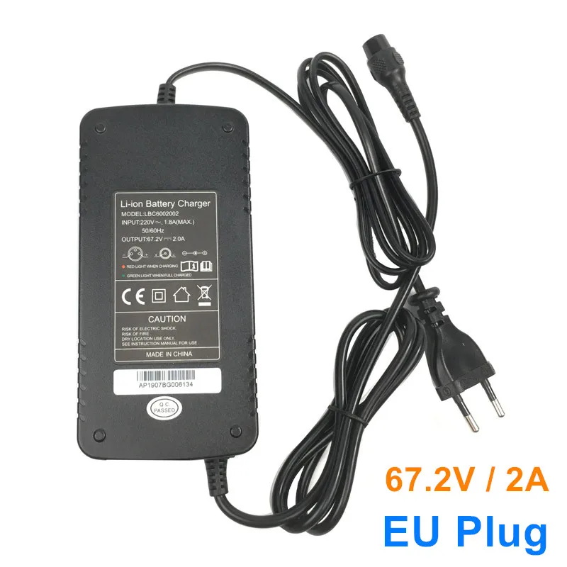 Only Charger EU Plug 60V 18-46AH электрический скутер Батарея с двумя зарядными портами 67,2 v литиевая Батарея пакет Ховерборд kick скутеры Батарея - Цвет: Only Charger EU Plug