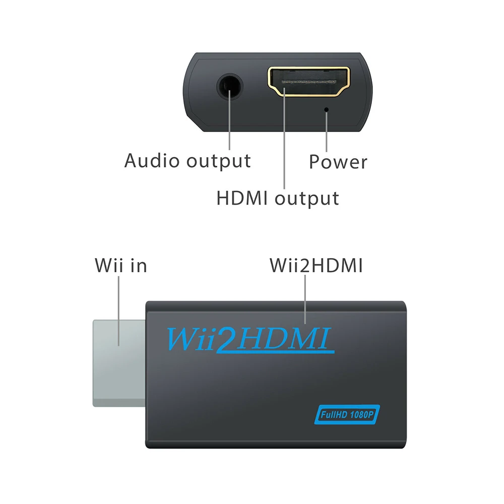 Wii к HDMI конвертер 1080p Full HD ТВ аудио 3,5 мм переходной кабель