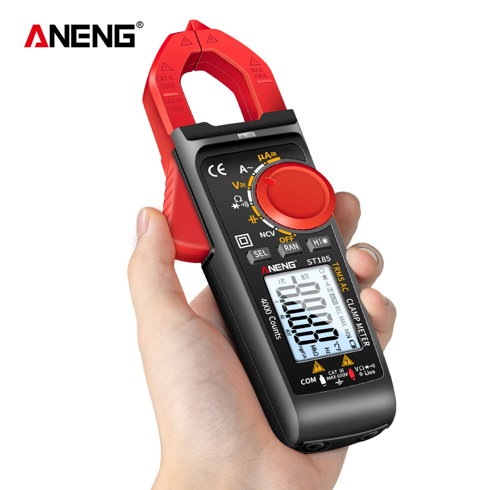 Aneng St185 Digital Smart Clamp Meter 4000 Counts Autoranging Lcd