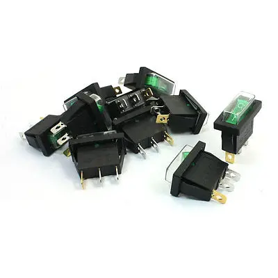 

10Pcs 3Pin On/Off SPDT Green Button Waterproof Snap in Boat Rocker Switches